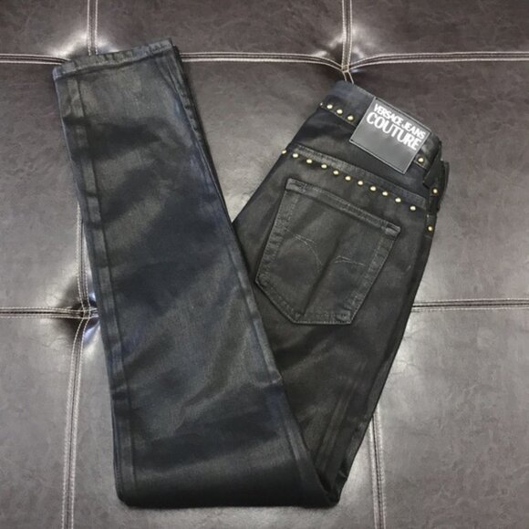 Versace Jeans Couture Slim Coated Jeans with Studs - Picture 9 of 9